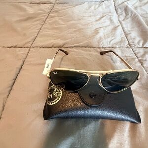 Ray-Ban Gold Frame Sunglasses with Black Lenses